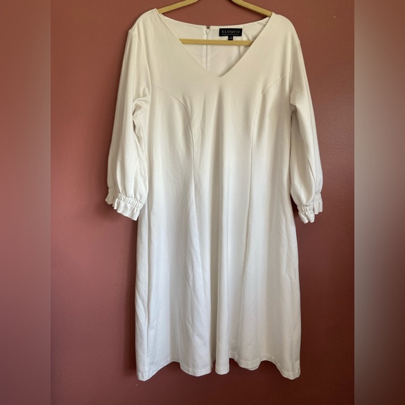 Eloquii Dresses & Skirts - Eloquii white dress with rouche sleeves size 18
